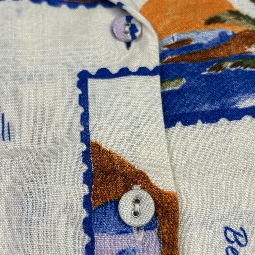 Paper Heart Tropical Stamp Print Camp Shirt Linen Blend‎ Oversized Womens M NWT - Picture 6 of 12